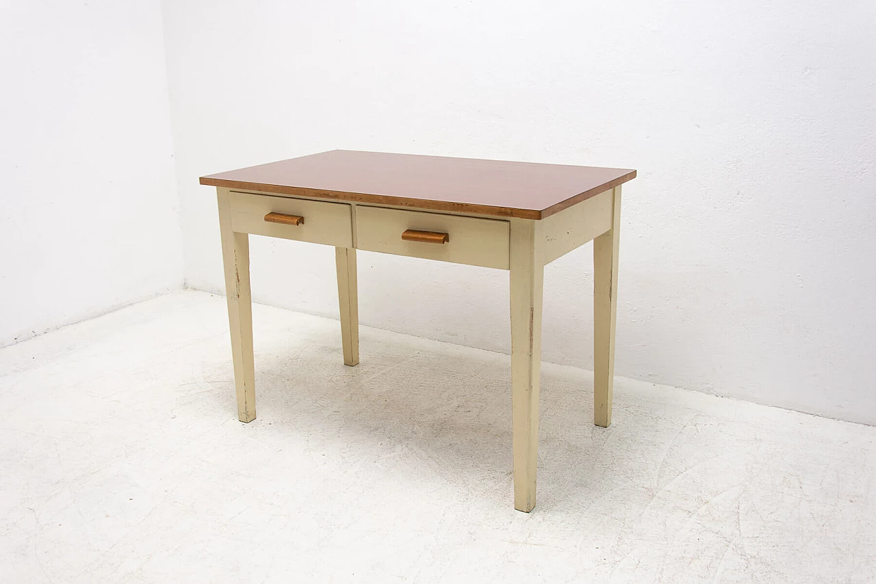 Wood and Formica table painted in ivory, 1950s 2
