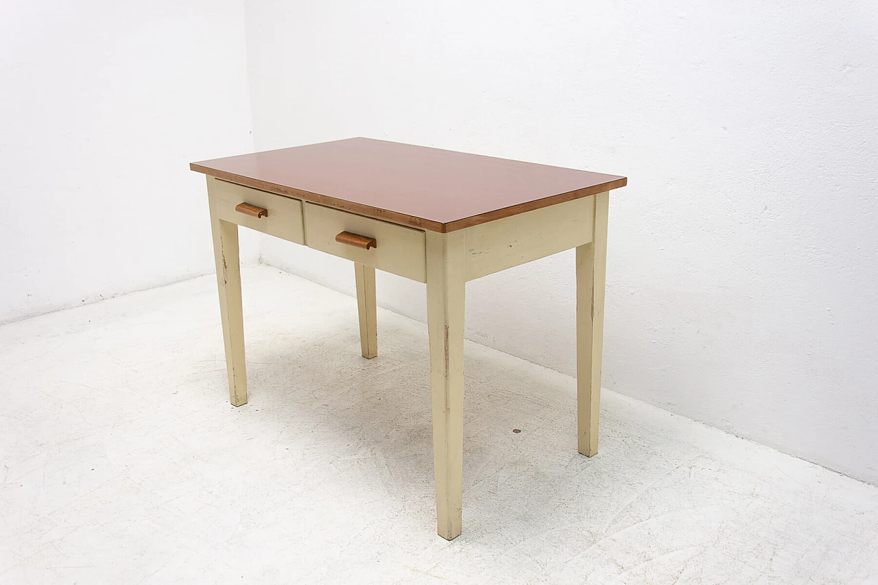 Wood and Formica table painted in ivory, 1950s 3