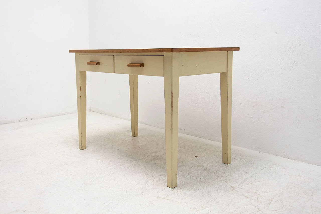 Wood and Formica table painted in ivory, 1950s 4