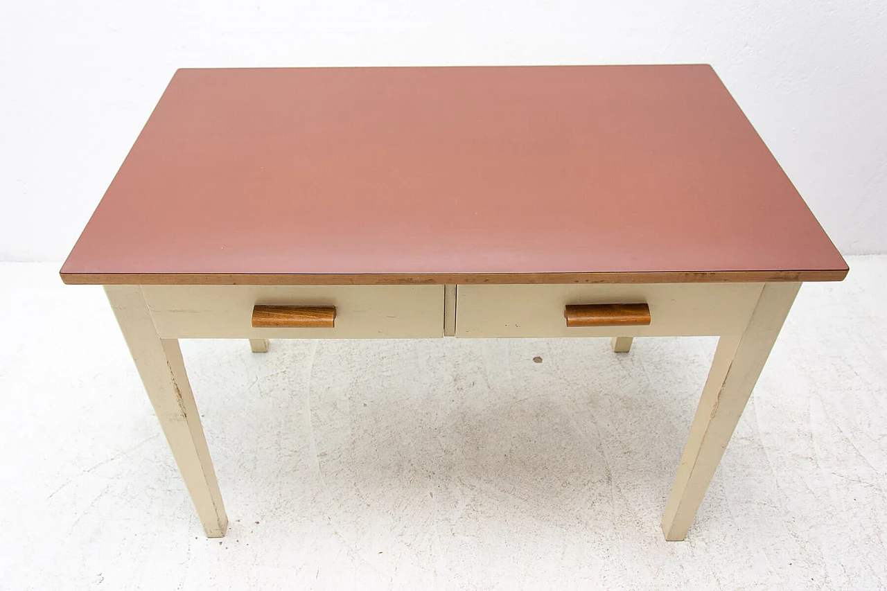Wood and Formica table painted in ivory, 1950s 6