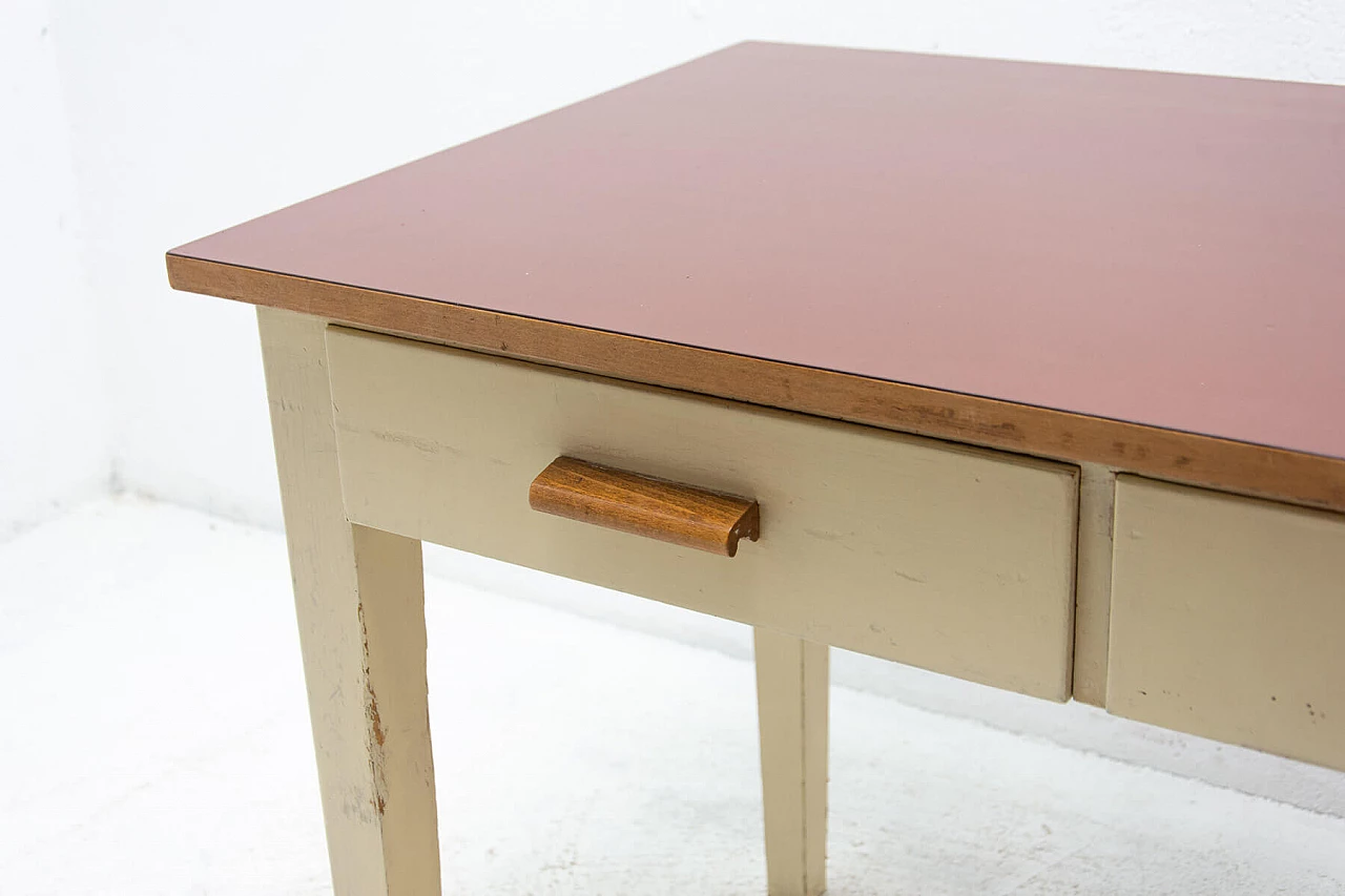 Wood and Formica table painted in ivory, 1950s 11