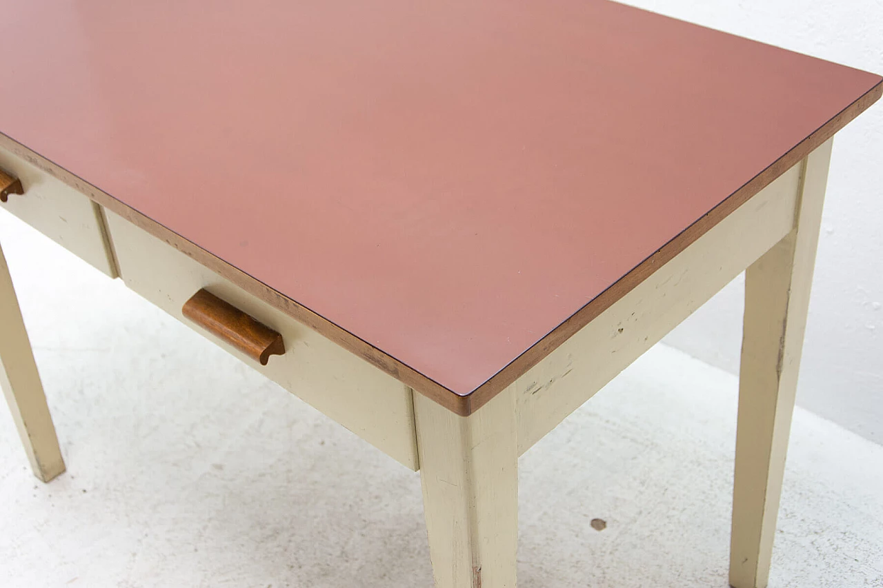 Wood and Formica table painted in ivory, 1950s 14