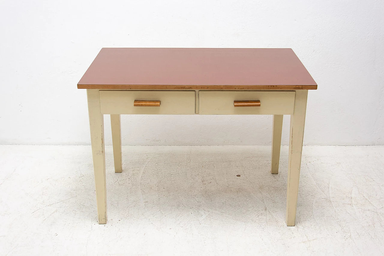 Wood and Formica table painted in ivory, 1950s 16