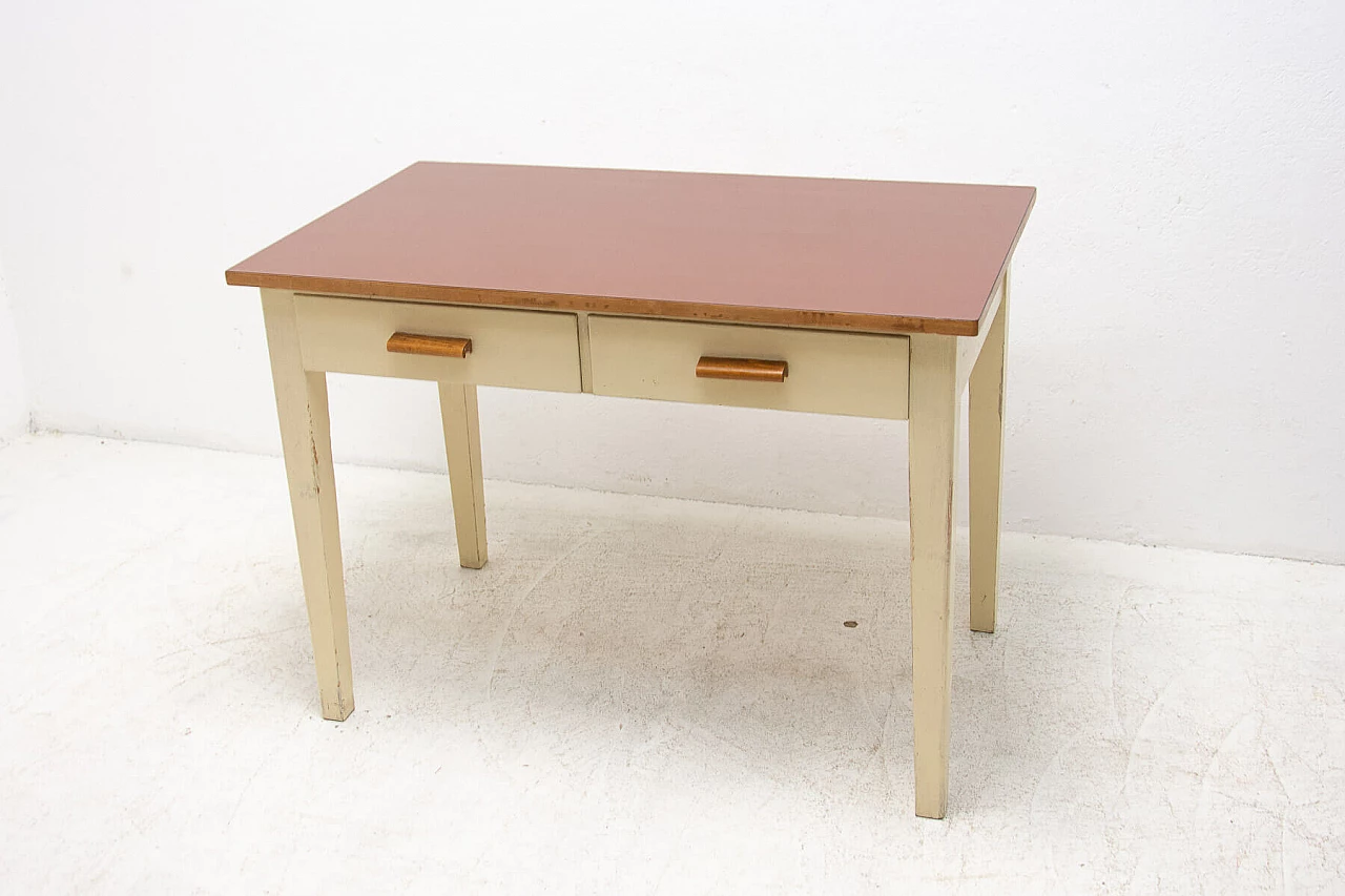 Wood and Formica table painted in ivory, 1950s 17