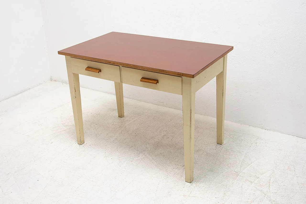 Wood and Formica table painted in ivory, 1950s 18