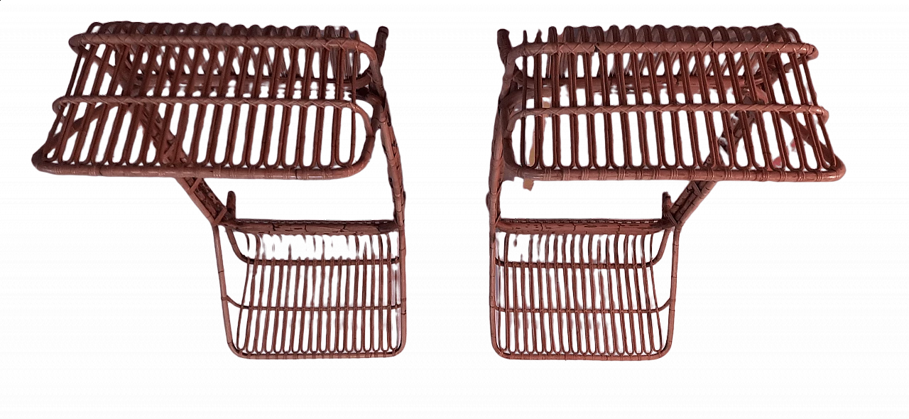 Coppia di letti in bamboo curvato attribuiti a Bonacina, anni '60 16