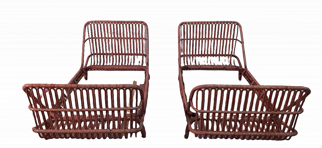 Coppia di letti in bamboo curvato attribuiti a Bonacina, anni '60 17