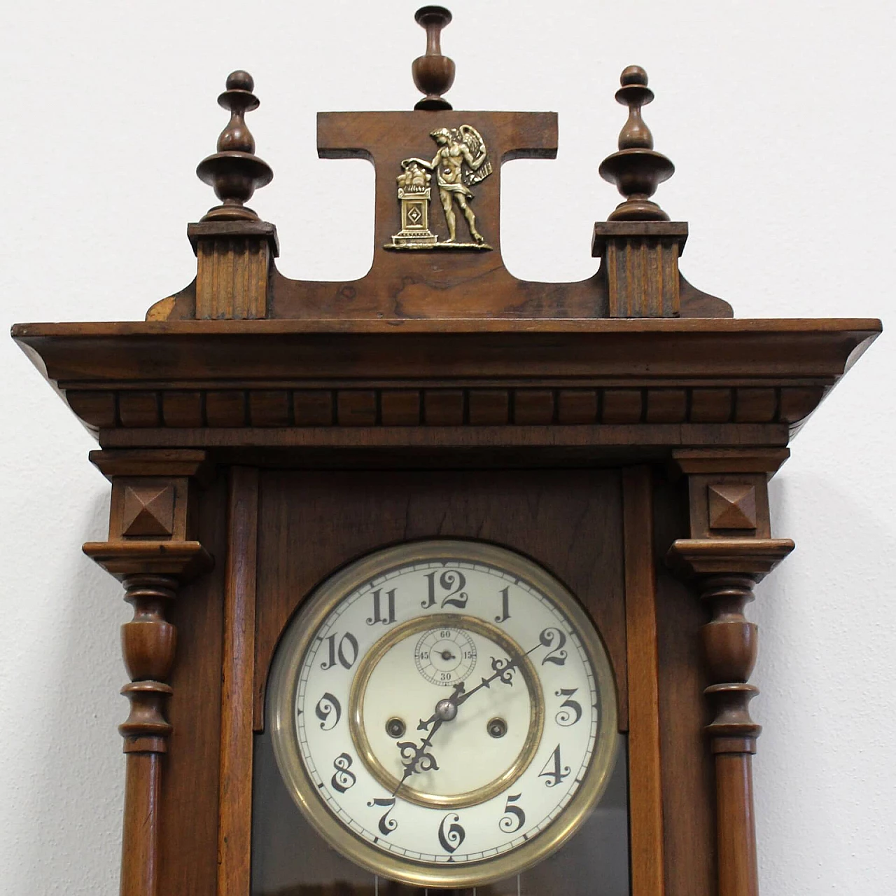 Orologio a pendolo da parete in legno di noce, fine '800 2