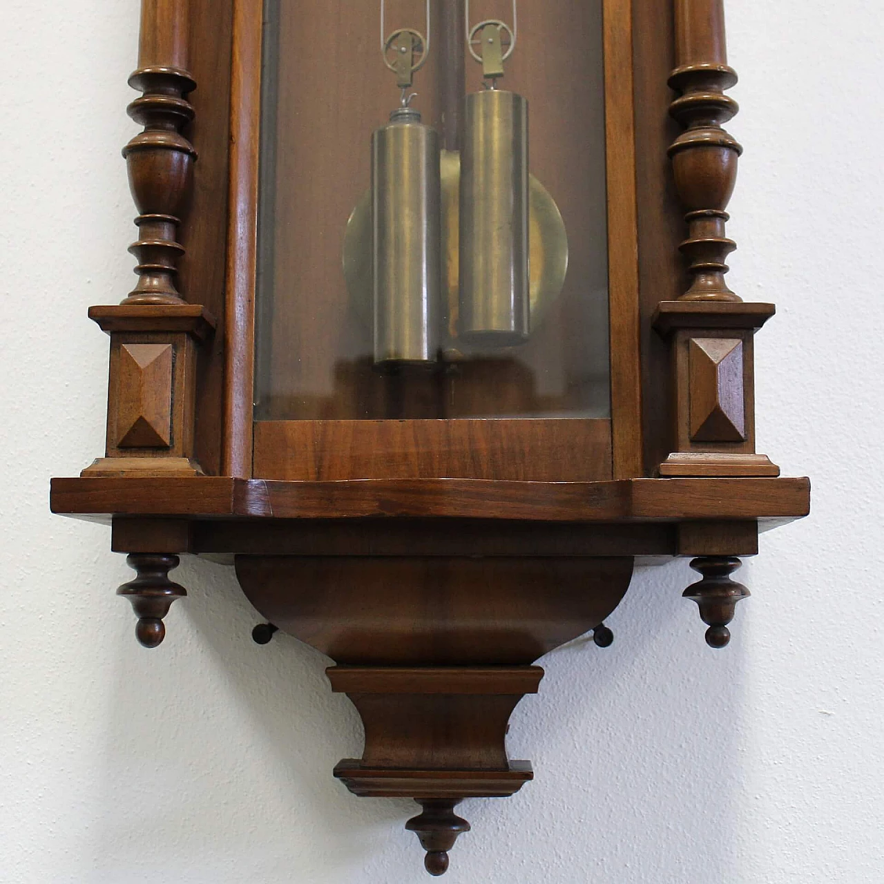 Orologio a pendolo da parete in legno di noce, fine '800 5