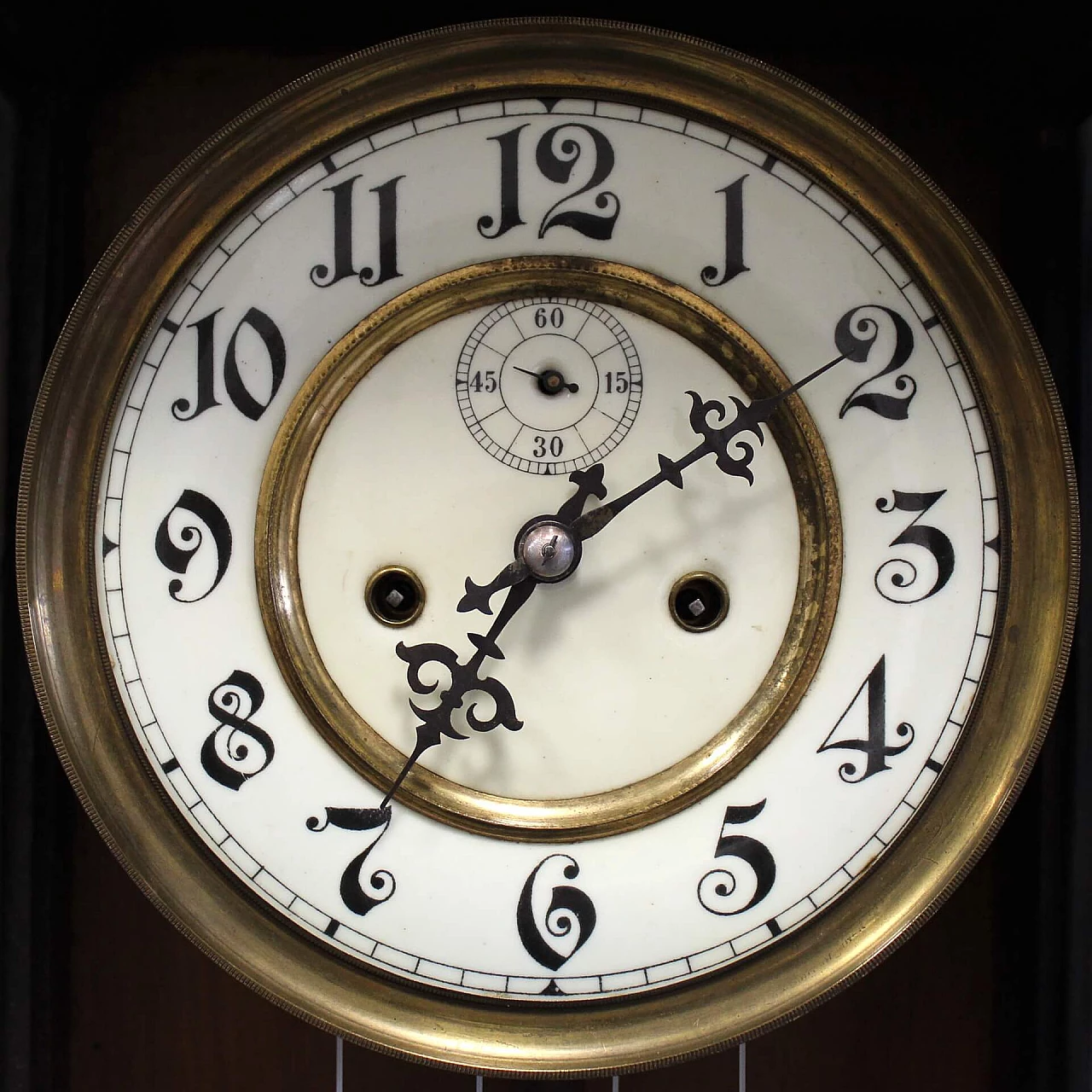 Orologio a pendolo da parete in legno di noce, fine '800 8