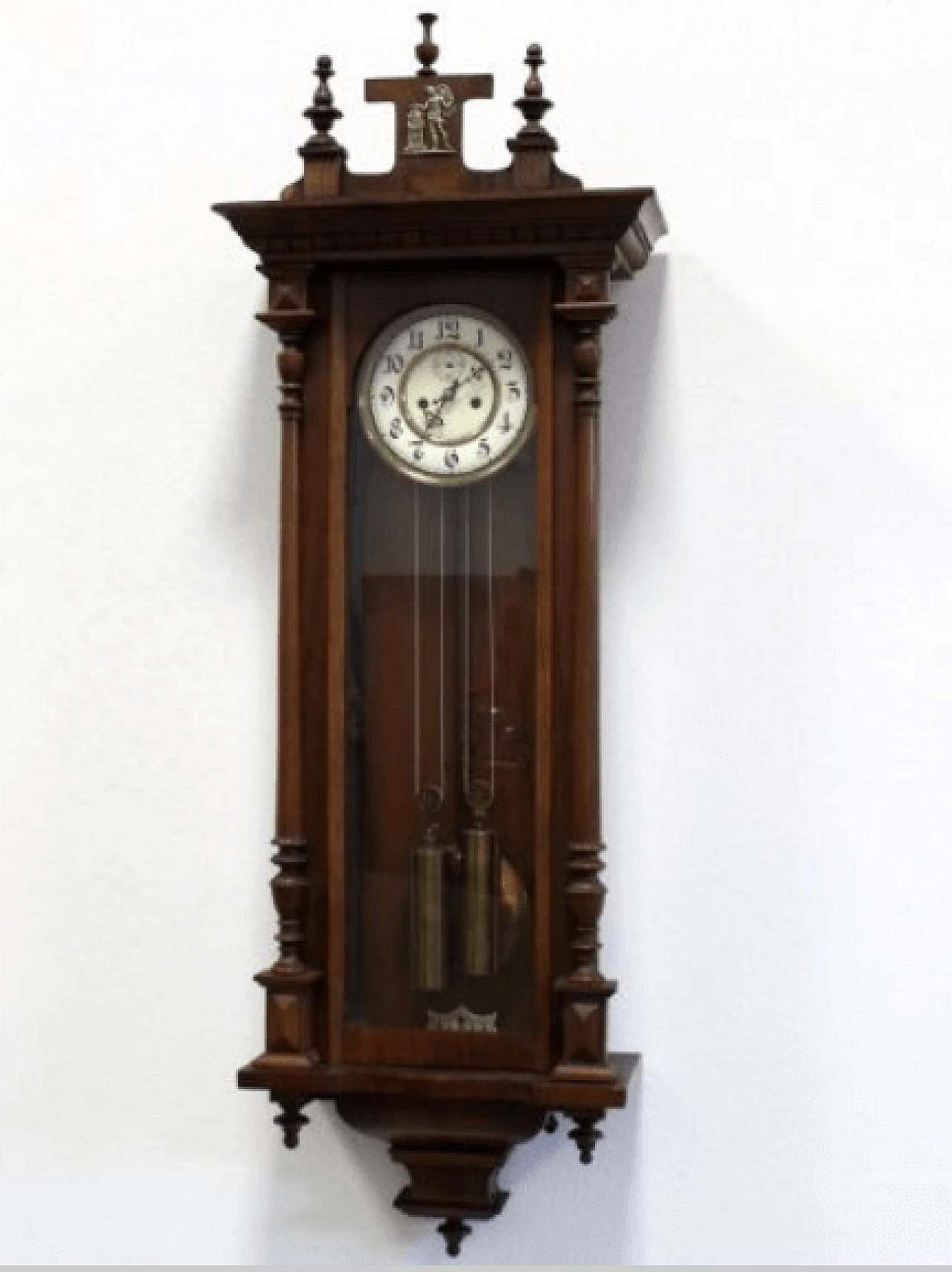 Orologio a pendolo da parete in legno di noce, fine '800 9
