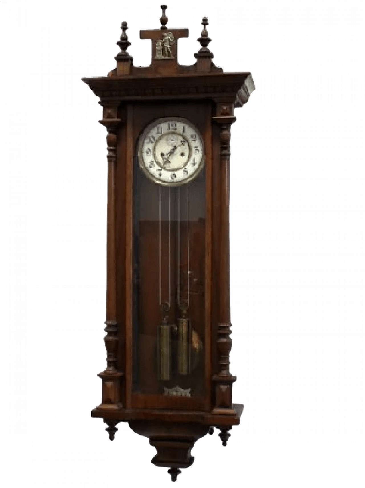 Orologio a pendolo da parete in legno di noce, fine '800 10