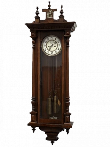 Orologio a pendolo da parete in legno di noce, fine '800