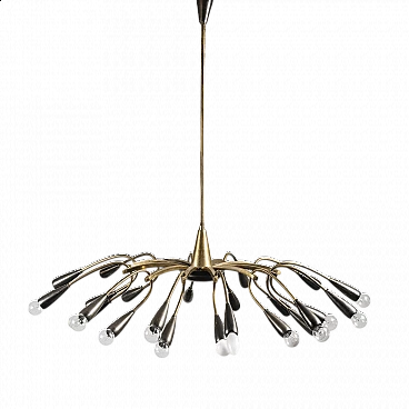24-light brass chandelier, 1950s