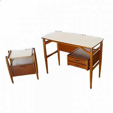 Desk and typewriter in walnut and Formica by Schirolli, 1960s