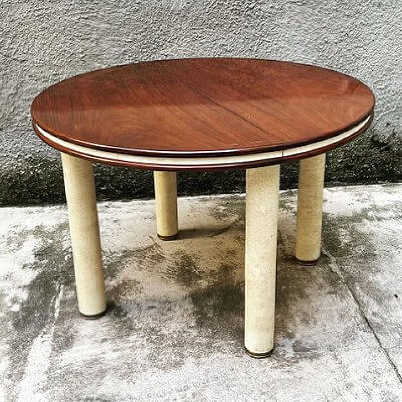 Teak and parchment dining table, 1960s 1