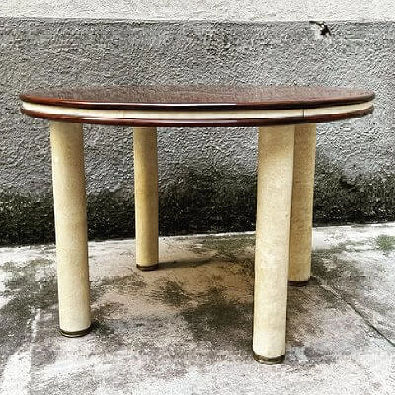 Teak and parchment dining table, 1960s 2