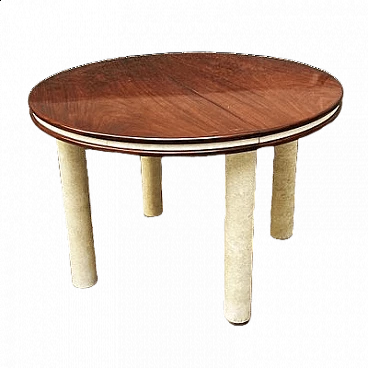 Teak and parchment dining table, 1960s