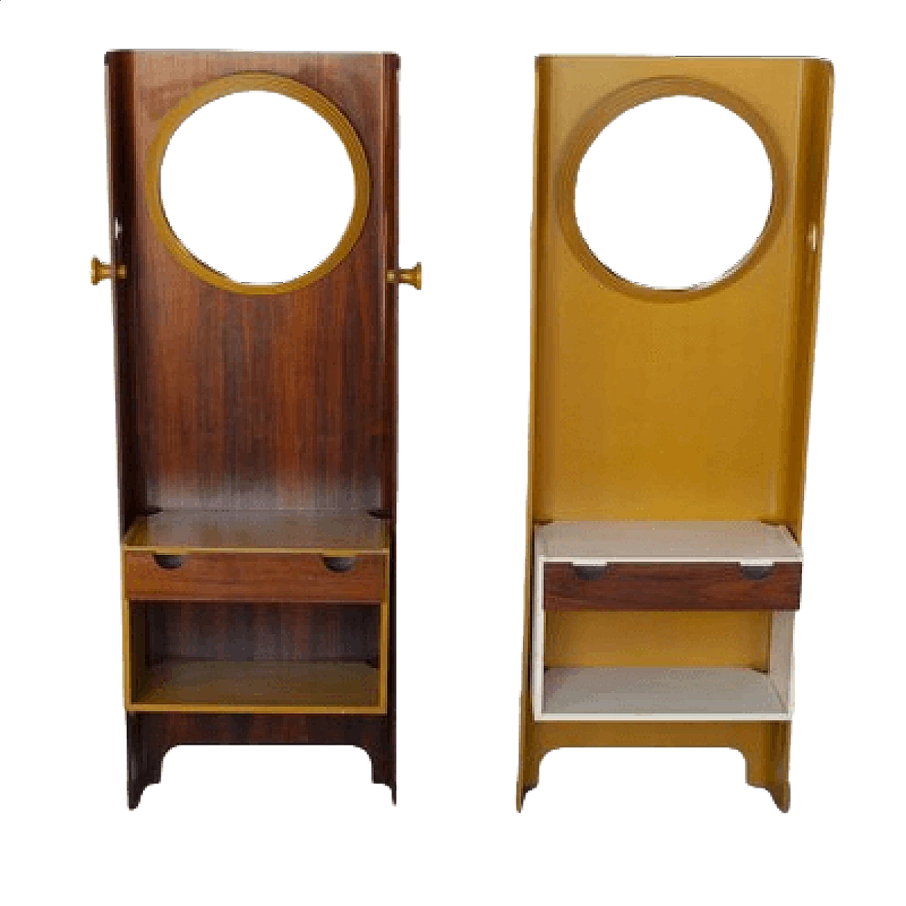 Pair of plywood coat-stands and mirrors by Carlo De Carli for Fialm, 1960s 9