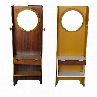Pair of plywood coat-stands and mirrors by Carlo De Carli for Fialm, 1960s
