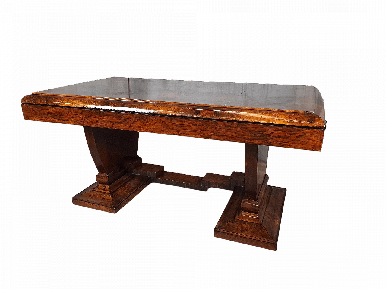 Tavolo da pranzo Art Déco francese in radica, anni '30 43
