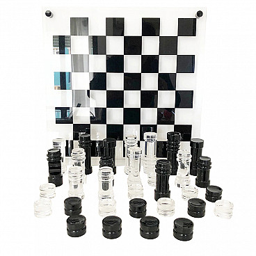 Chessboard in lucite by Felice Antonio Botta, 70s