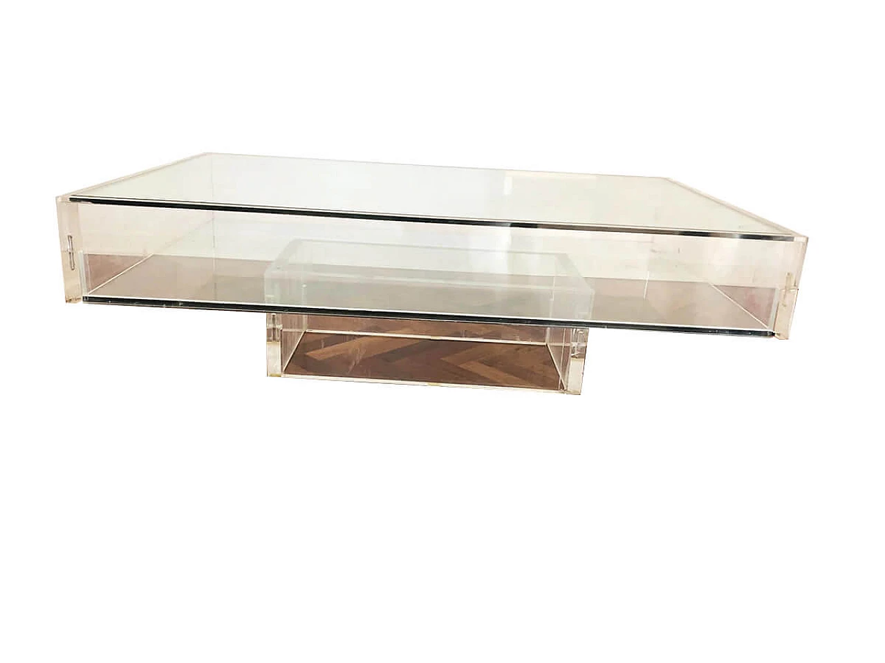 Coffe table in plexiglass and glass, 70s 5