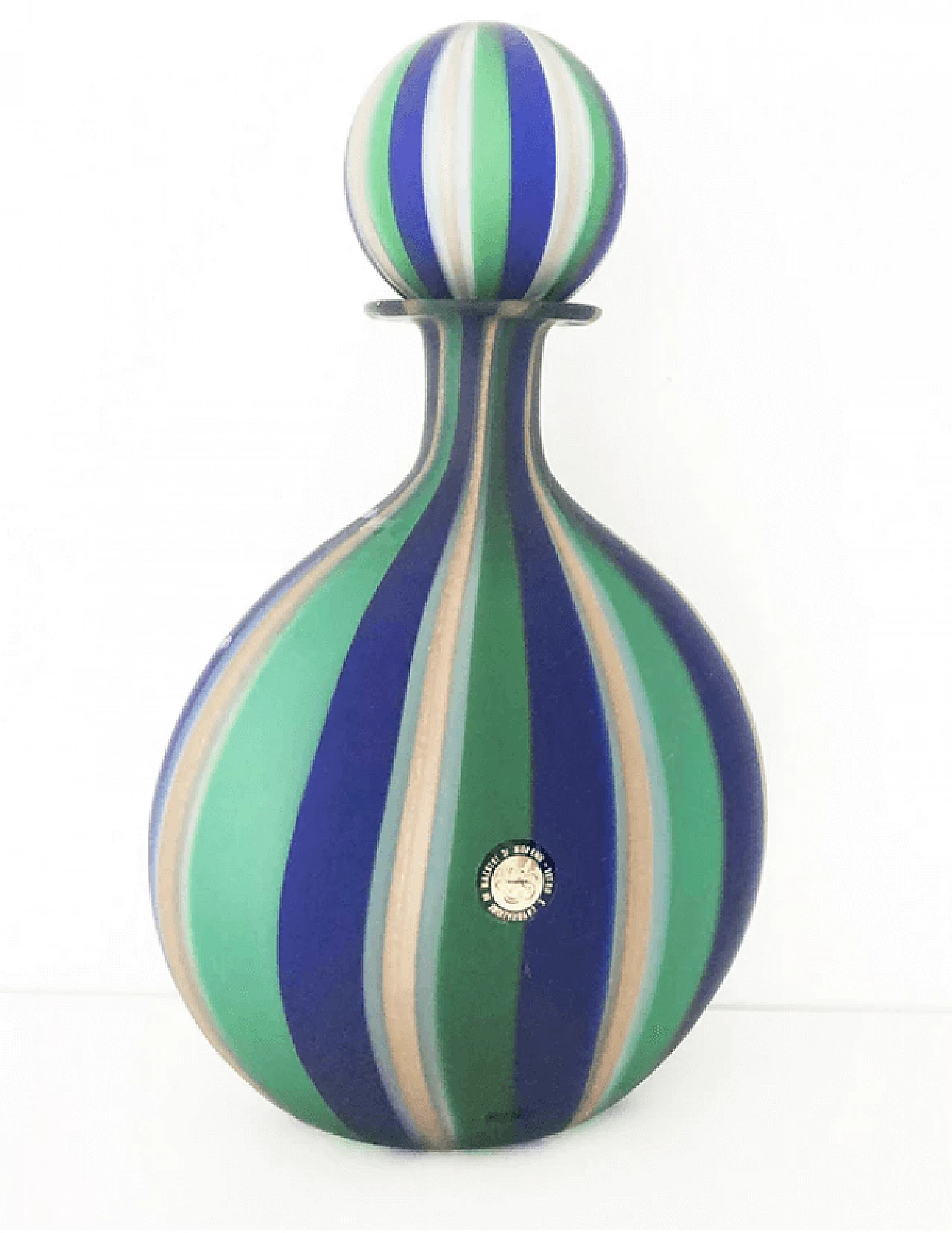 Bottiglia colorata con tappo in vetro di Murano, anni '60 1