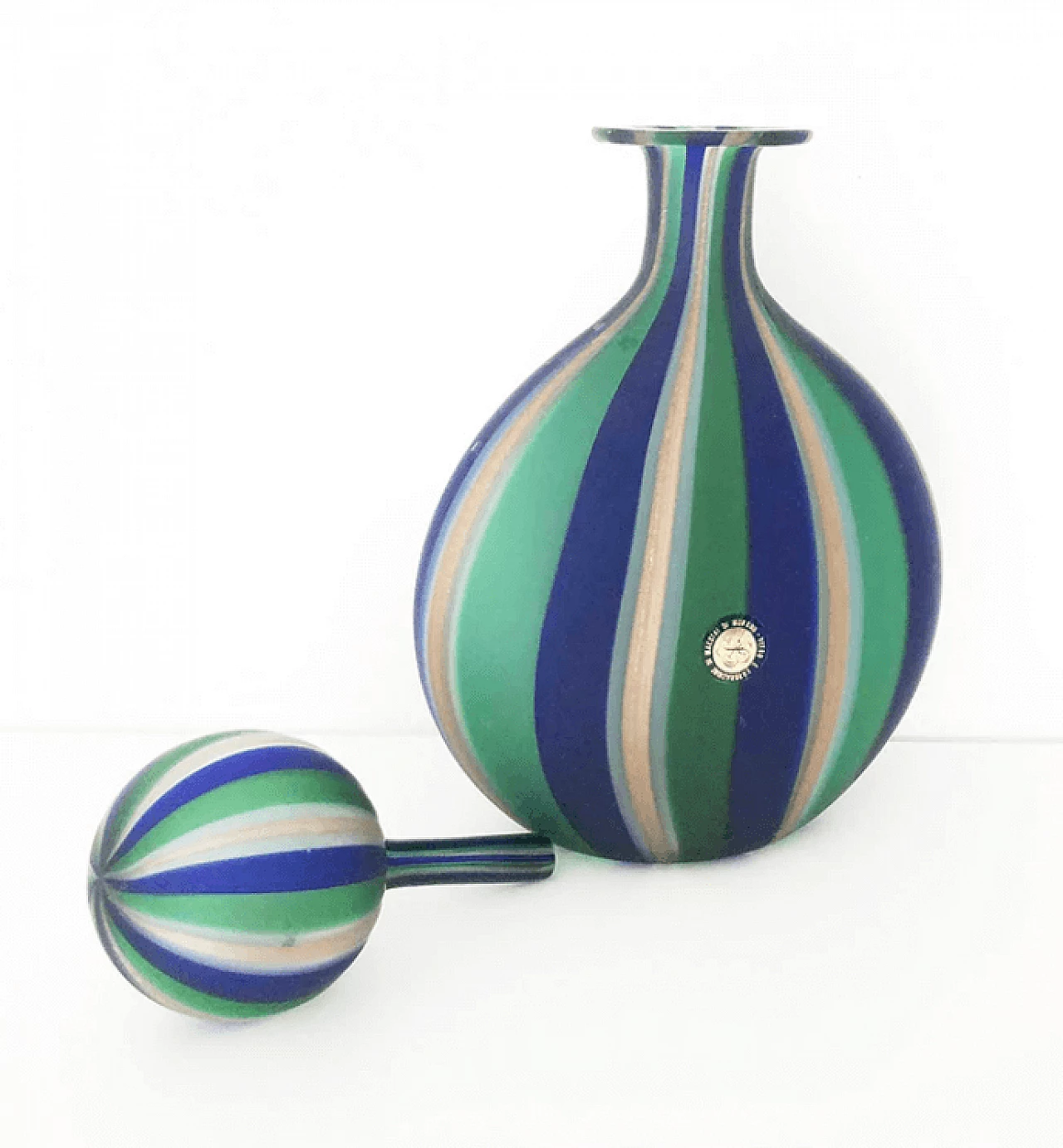 Colorful bottle with stopper in Murano glass, 1960s 4