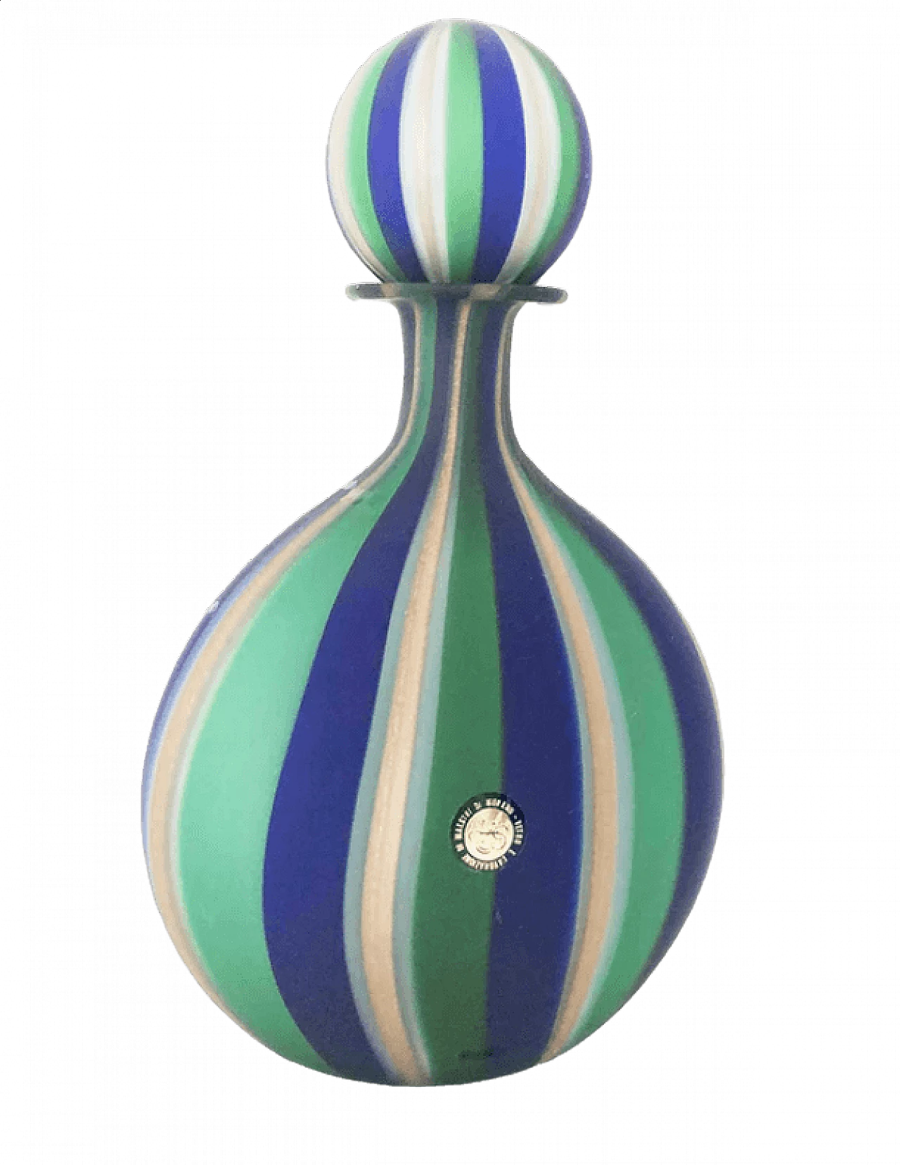 Bottiglia colorata con tappo in vetro di Murano, anni '60 6