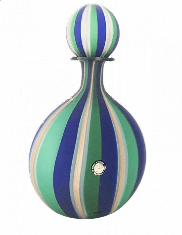 Bottiglia colorata con tappo in vetro di Murano, anni '60