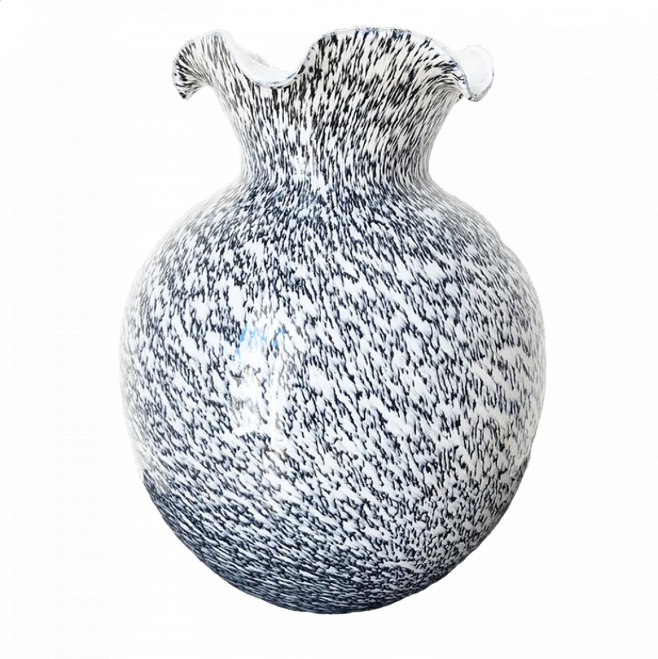 Vaso bianco e nero in vetro di Murano, anni '50 5