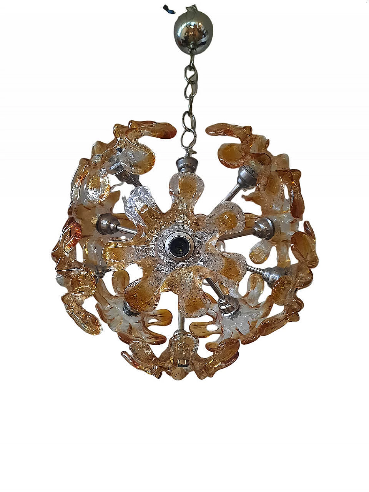 Lampadario sputnik in vetro di Murano soffiato di Mazzega, anni '60 6