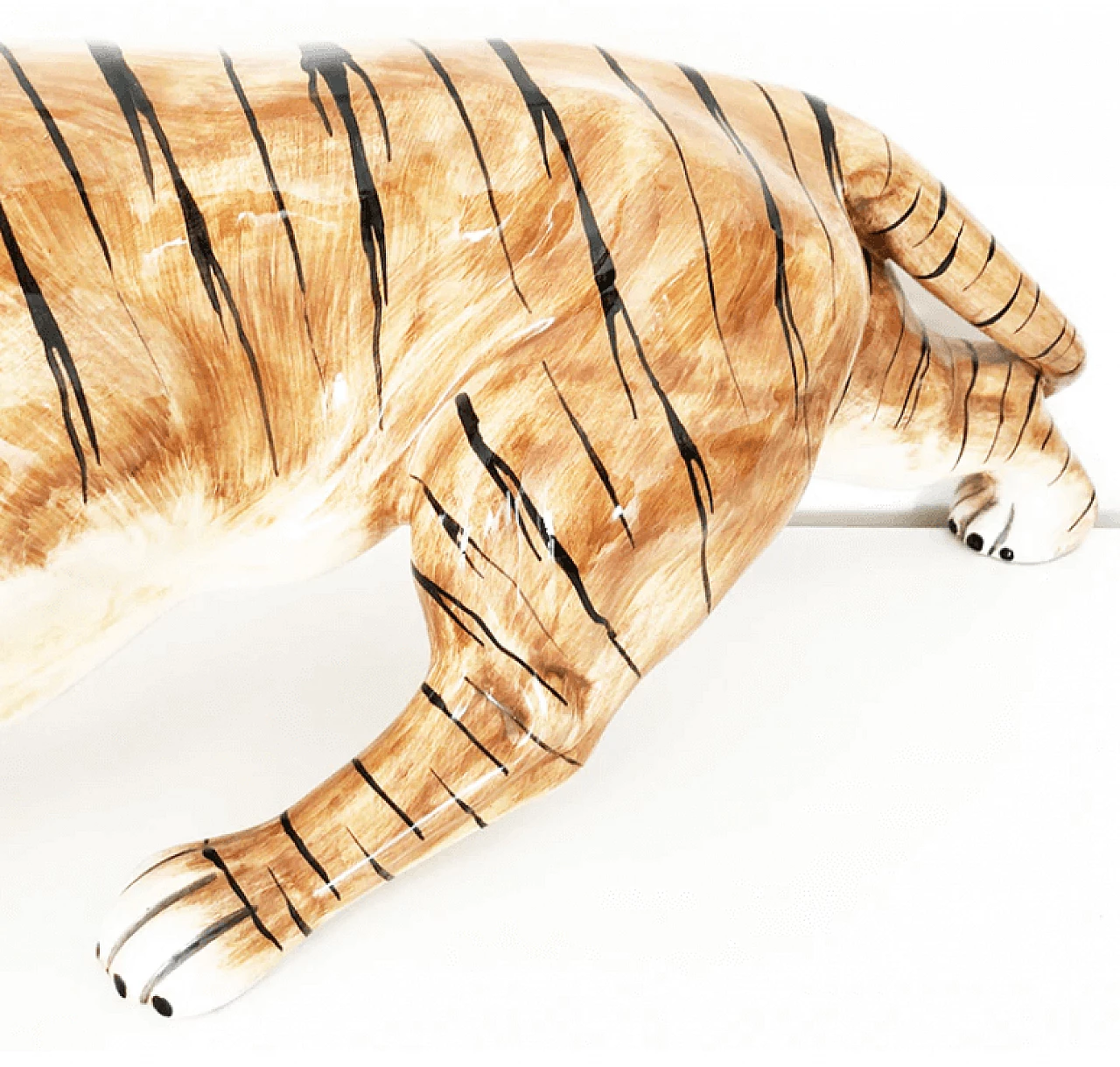 Scultura a forma di tigre in ceramica, anni '70 5