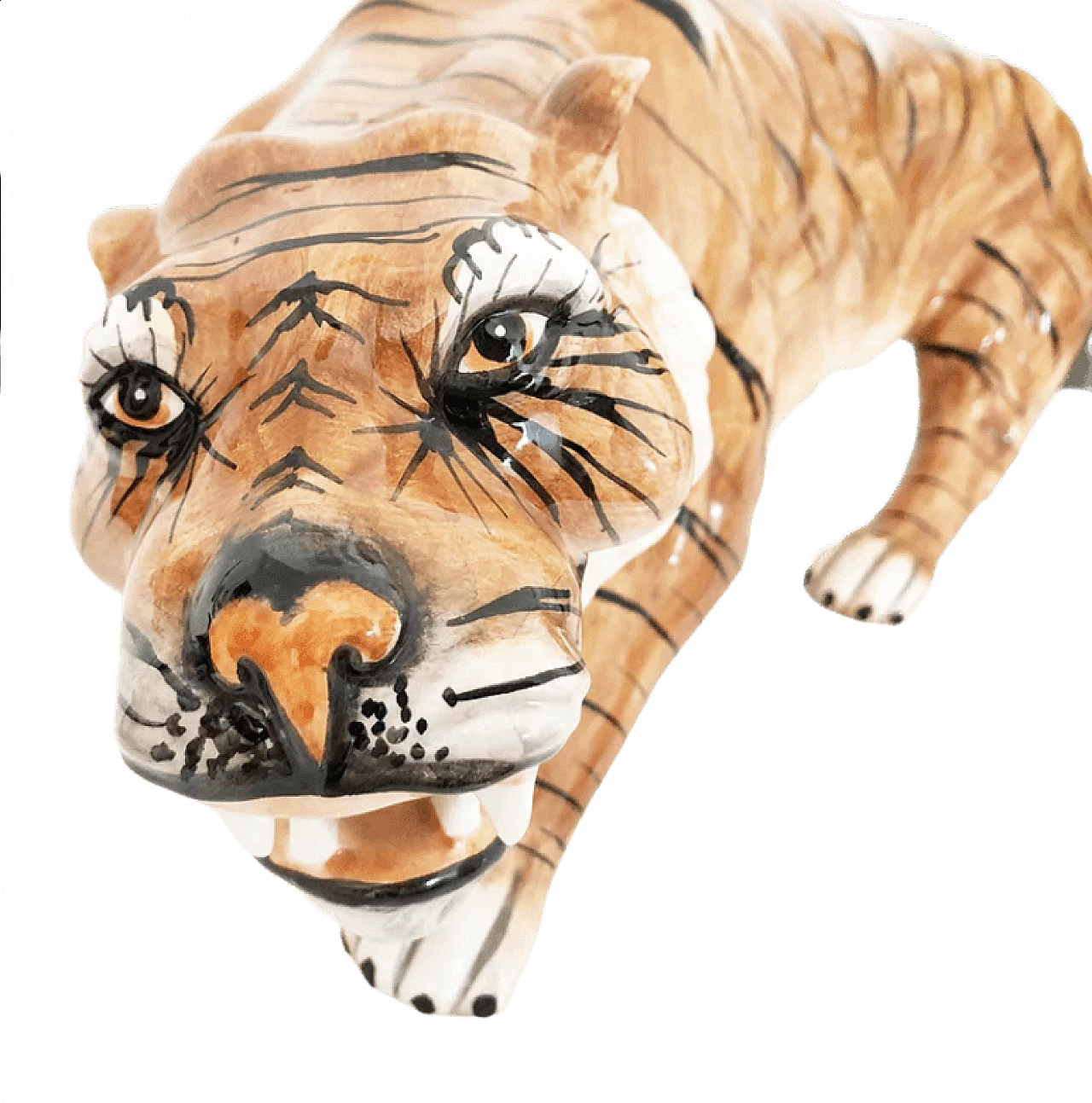 Scultura a forma di tigre in ceramica, anni '70 7