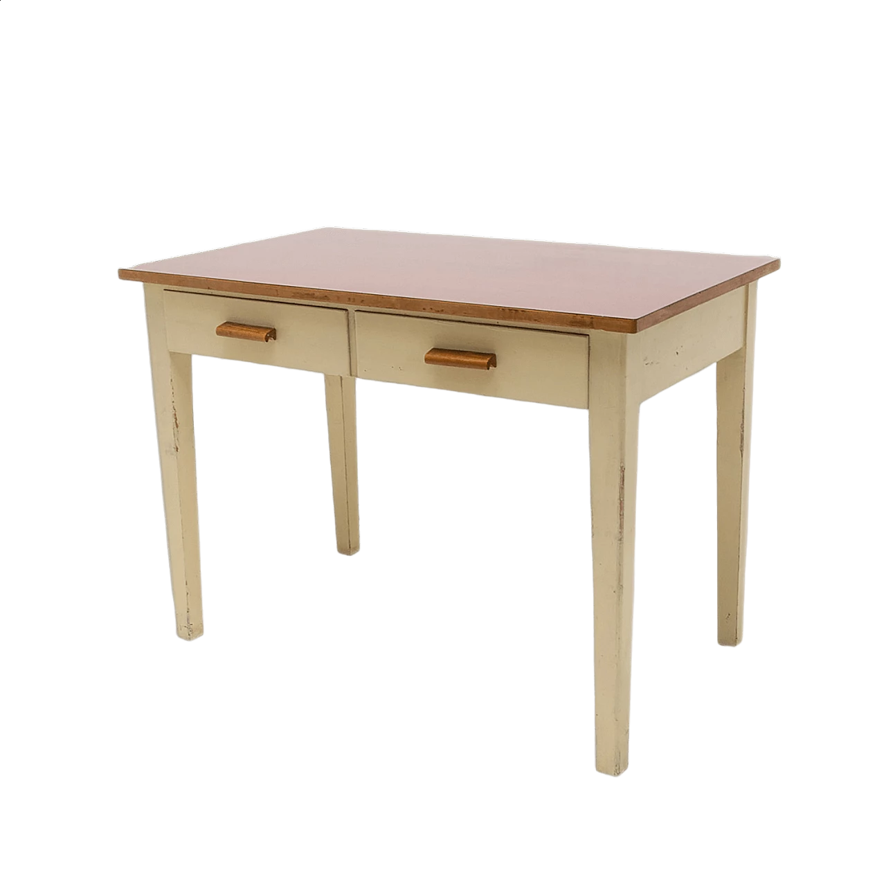 Wood and Formica table painted in ivory, 1950s 19