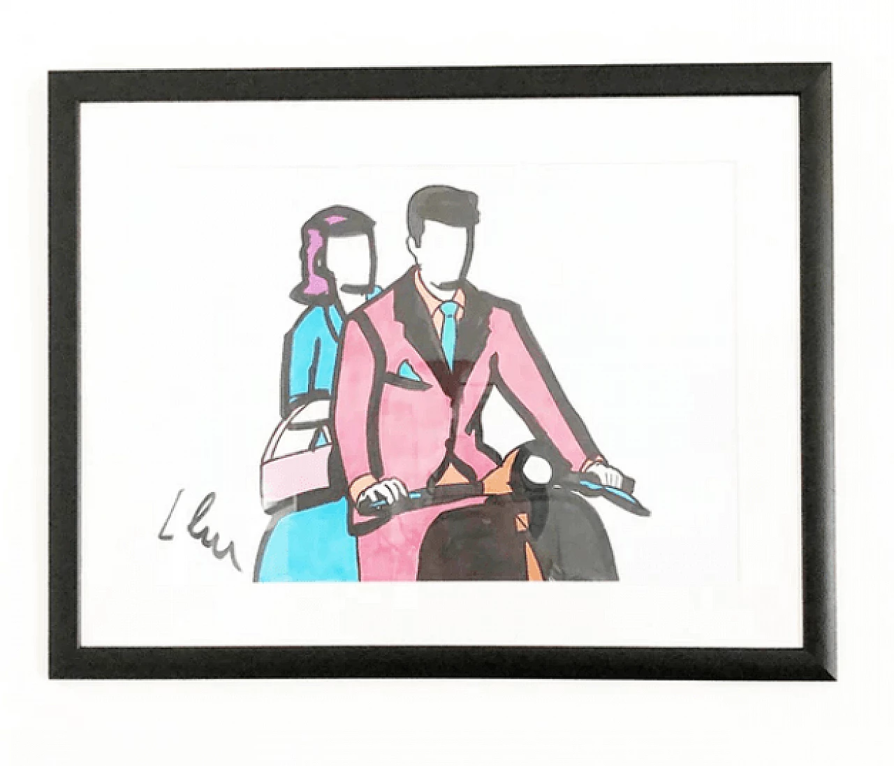 Opera unica certificata di Marco Lodola con cornice 1