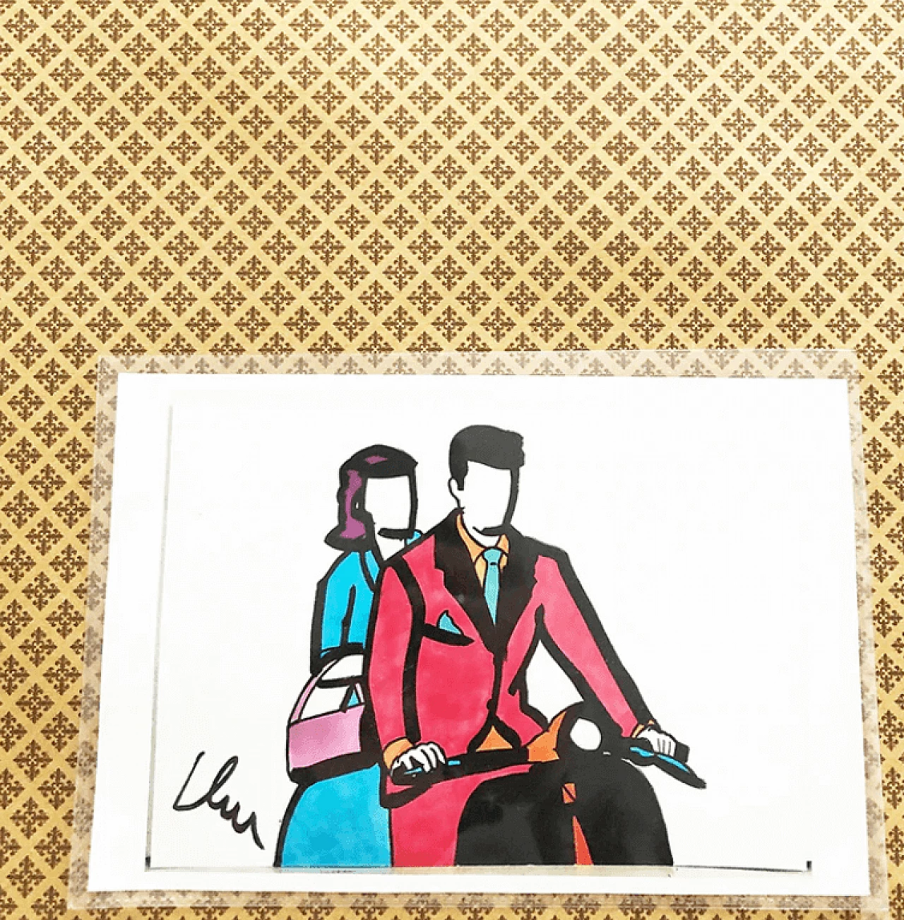 Opera unica certificata di Marco Lodola con cornice 2