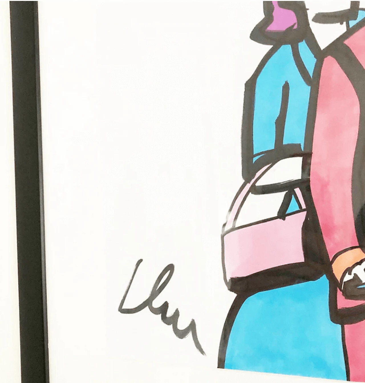 Opera unica certificata di Marco Lodola con cornice 3