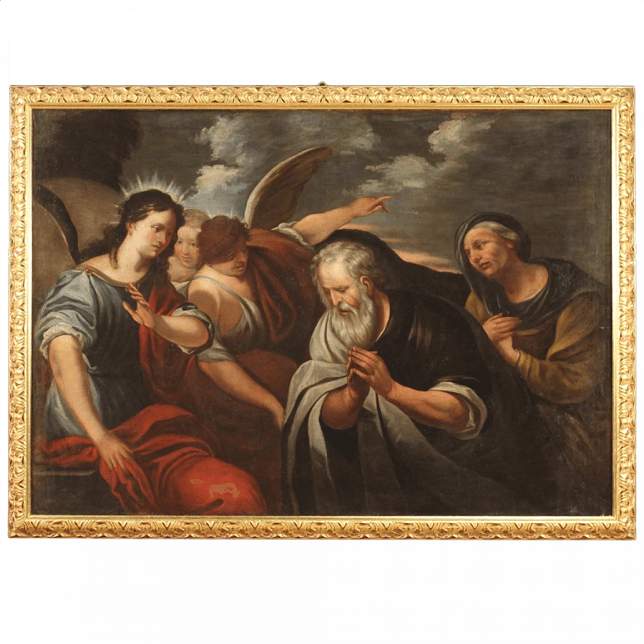 Abramo e gli angeli, dipinto italiano olio su tela, '700 13
