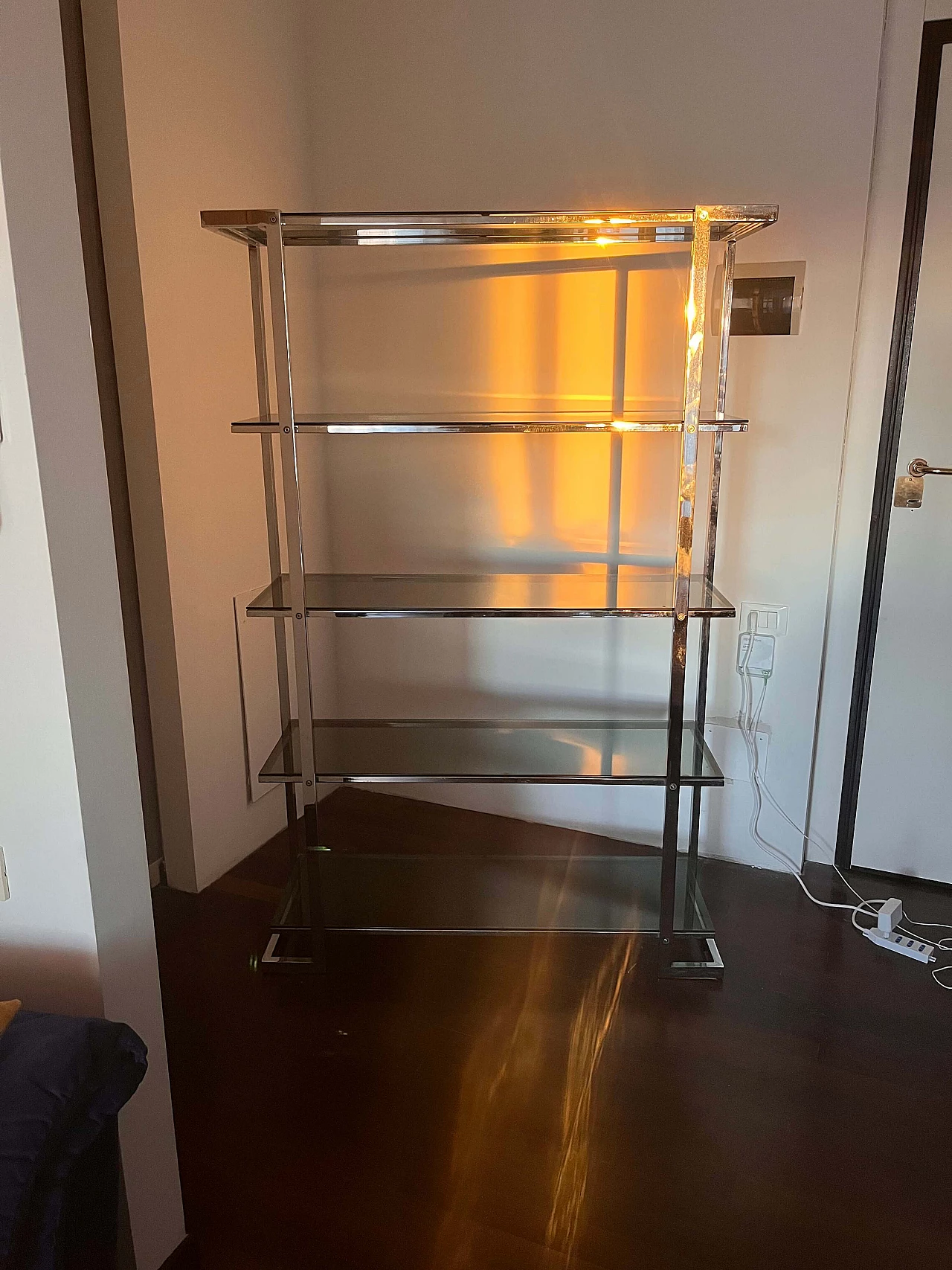 Chrome metal and smoked glass bookcase, 1970s 8