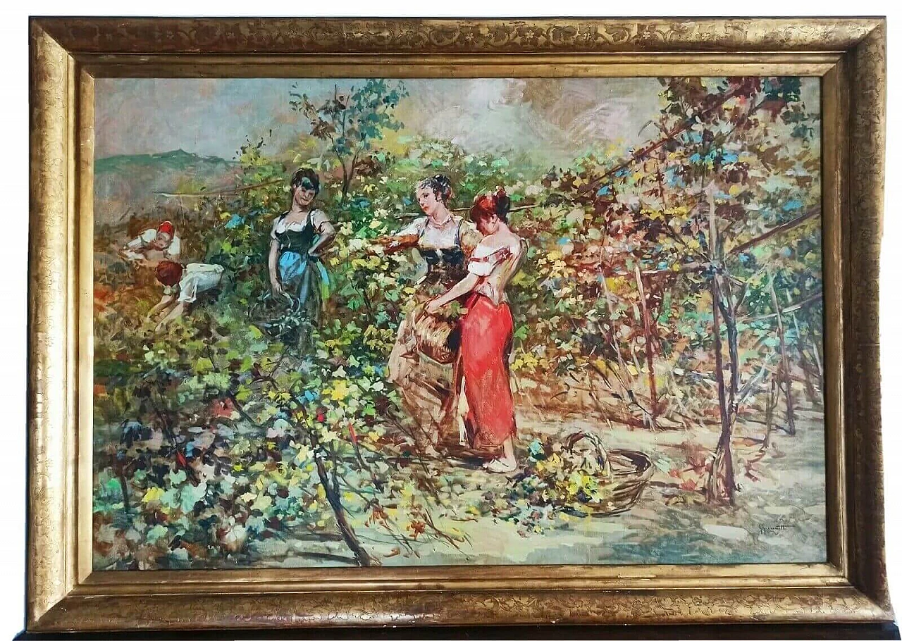 Oil painting on canvas with frame by Giordano Giovannetti, 1950s 1