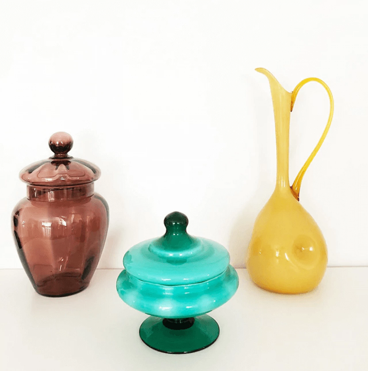 3 colorful Murano glass vases, 1950s 1