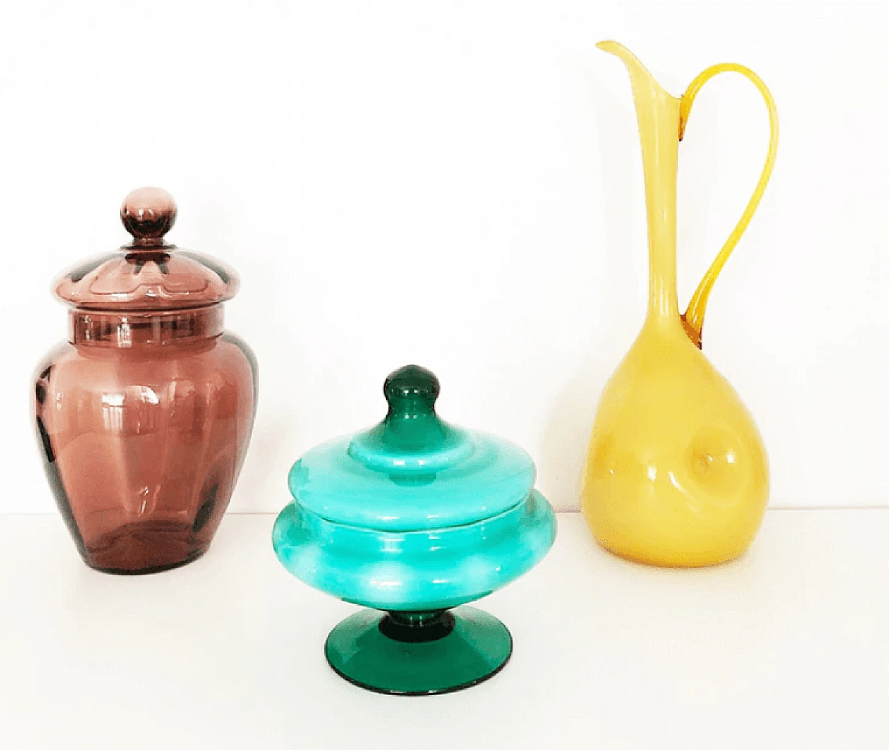 3 colorful Murano glass vases, 1950s 3