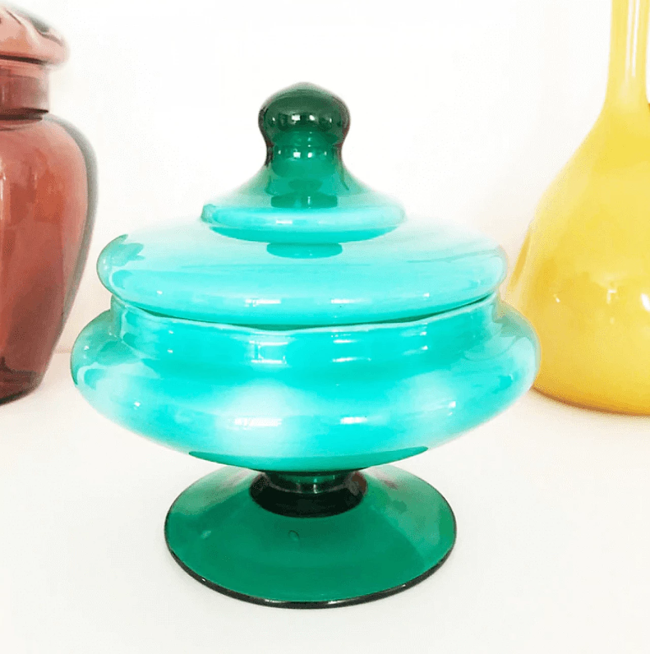 3 colorful Murano glass vases, 1950s 6