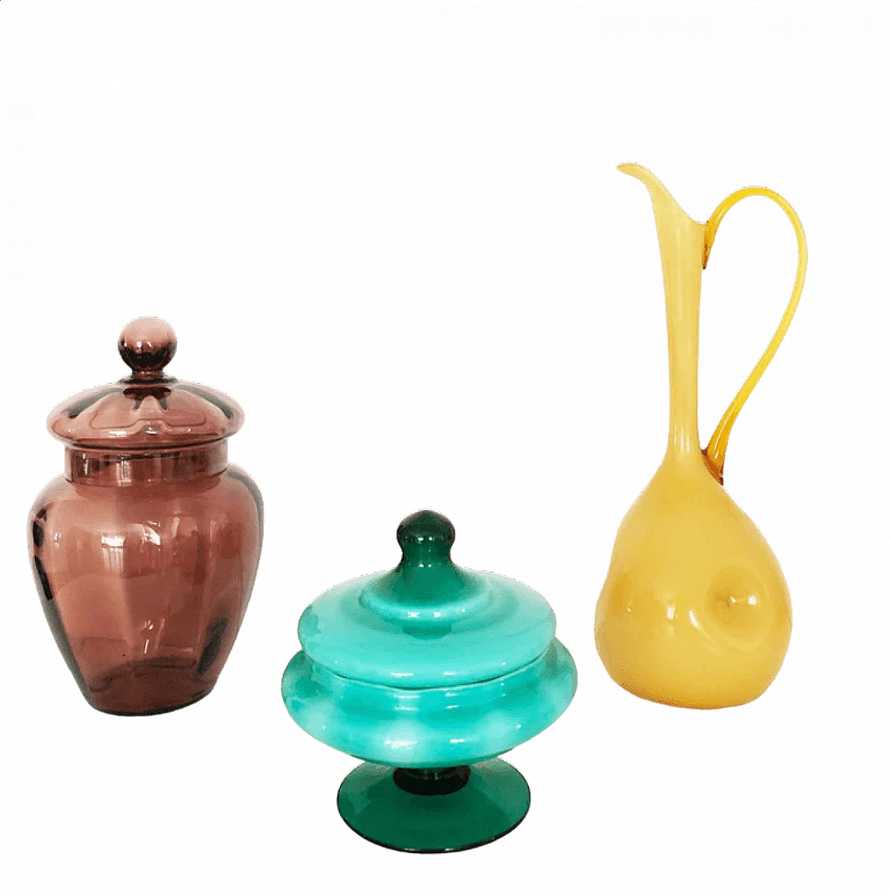 3 colorful Murano glass vases, 1950s 7