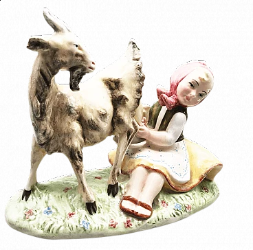 Sculpture depicting a shepherdess in ceramic, 1950s