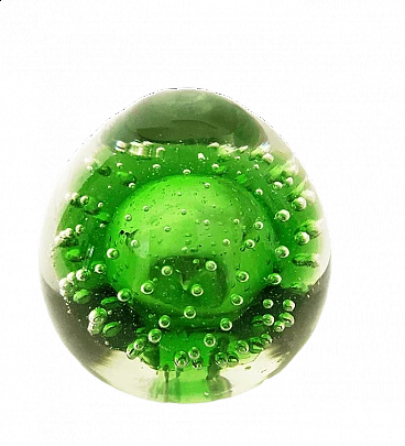 Green Murano glass ball paperweight, 1950s