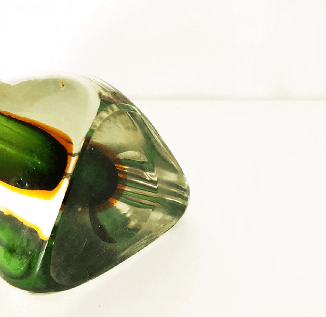 Vaso monofiore in vetro di Murano verde, anni '60 2