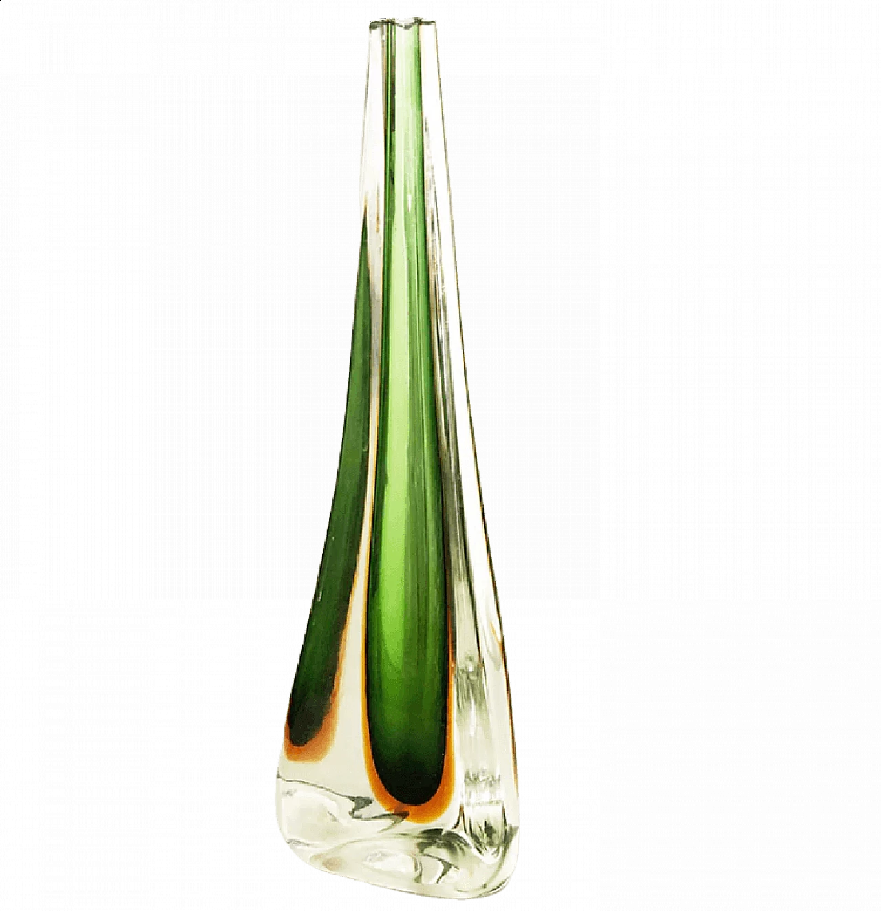 Vaso monofiore in vetro di Murano verde, anni '60 5